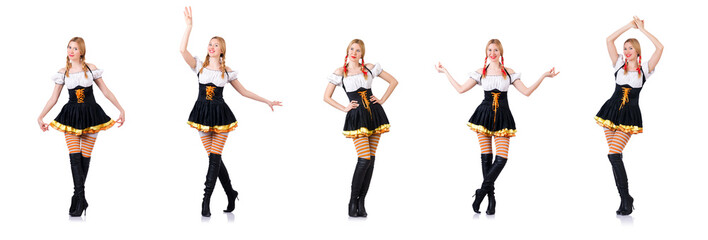 Oktoberfest concept with woman on white