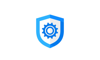 Obraz premium blue shield gear icon