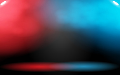 colorful spot light with smoke in the studio room