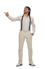 Man in funny concept isolated on white