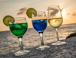 Cocktails at sunset Views around the Caribbean Island of Curacao