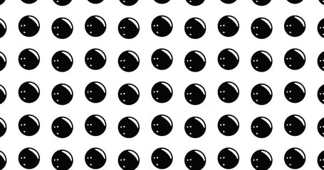 Bowling balls background video clip motion backdrop bowling icon video in a seamless repeating loop.  Black & white  bowling ball icons sports & bowl pattern background high definition motion video - Powered by Adobe
