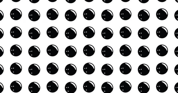 Bowling balls background video clip motion backdrop bowling icon video in a seamless repeating loop.  Black & white  bowling ball icons sports & bowl pattern background high definition motion video - Powered by Adobe