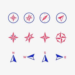 Compass icons on gray background. Vector Illustration