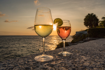 Cocktails at sunset Views around the Caribbean Island of Curacao