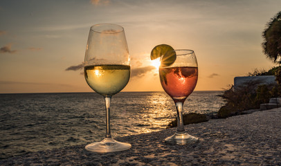 Cocktails at sunset Views around the Caribbean Island of Curacao