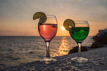 Cocktails at sunset Views around the Caribbean Island of Curacao