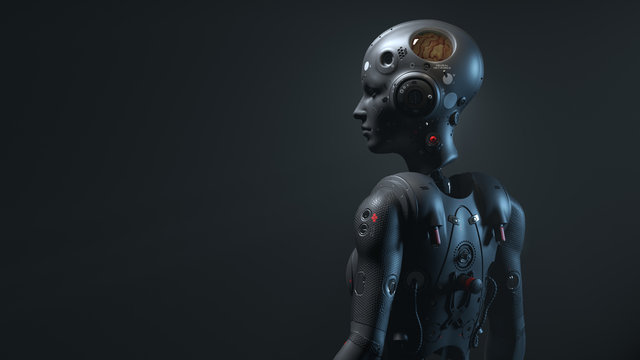 robot woman, sci-fi woman digital world of the future of neural networks  and the artificial intelligence 3d render ilustración de Stock | Adobe Stock