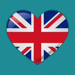 heart with united kingdom flag vector symbol illustration