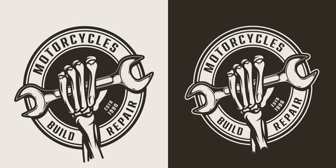 Vintage motorcycle repair service round logo