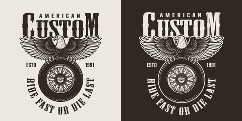 Vintage custom motorcycle shop badge