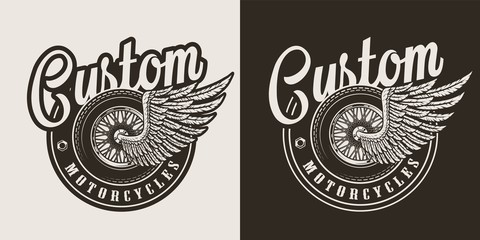 Vintage monochrome custom motorcycle badge