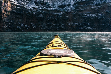 Kayaking at Fort Dickerson Quarry in Knoxville Tennessee - obrazy, fototapety, plakaty