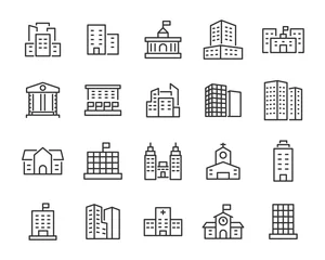 Fotobehang set of building icons, such as city, apartment, condominium, town © kornkun