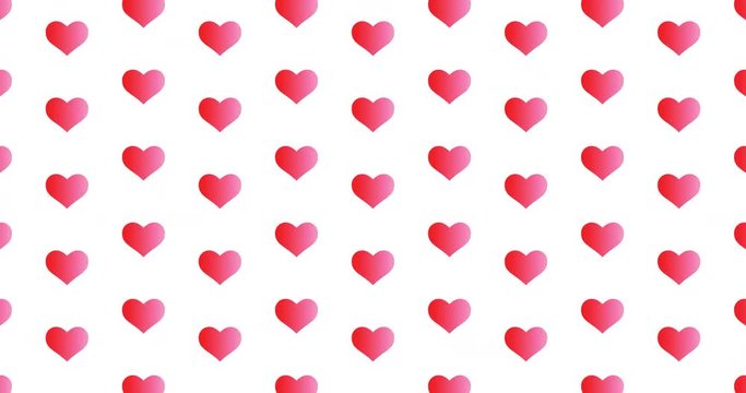 Soft pink color gradient hearts background clip motion backdrop video in a seamless repeating loop. Pretty love family & romance themed heart icon pattern background high definition motion video clip