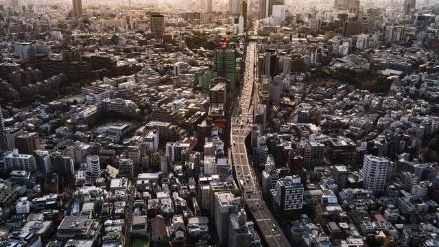 time lapse of the Metropolitan Expressway no.3 Shibuya Line and city, Tokyo, Japan
