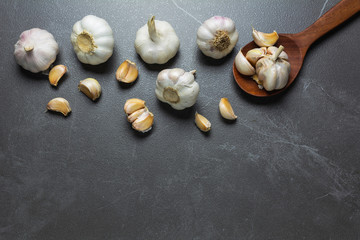 Fresh Garlic sliced and garlic bulb with copy space concept of food and healthy.
