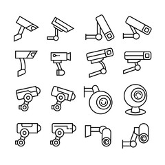 CCTV icons set, line theme