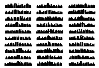 Obraz premium modern city skyscrapers silhouette set