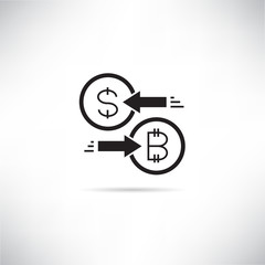 bitcoin and dollar exchange icon