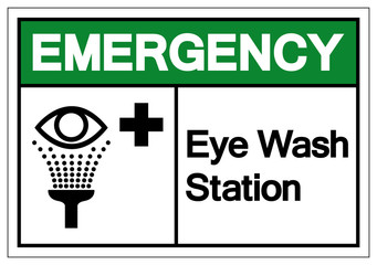 Emergency Eye Wash Station Symbol Sign, Vector Illustration, Isolate On White Background Label. EPS10