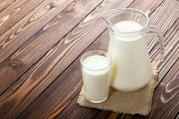 milk in glass and jug