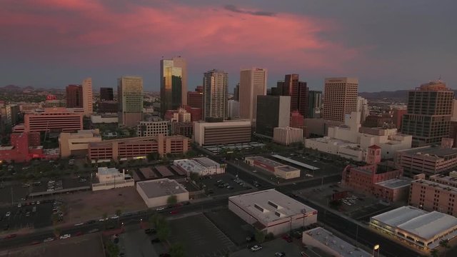 Aerial of Phoenix at Sunset 