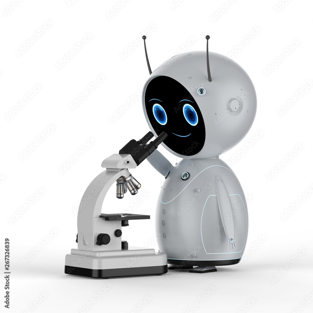 Poster robot with microscope