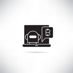 Fototapeta premium robot and bitcoin chat in laptop icon