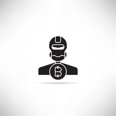 robot and bitcoin concept icon