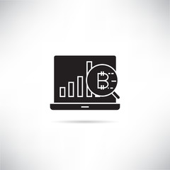 bitcoin and chart in laptop icon