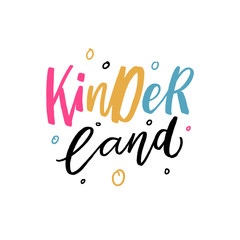 Kids lettering logo kinder land for store, cafe.