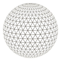 Ball sphere grid triangle on surface, vector layout globe planet earth with a grid, the concept of the virtual world