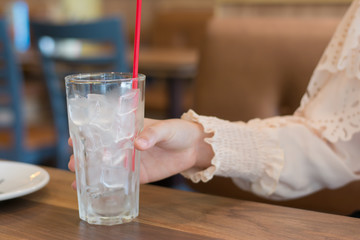 Clean drinking water from safe plastic bottles, Pouring into a glass,