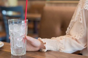 Clean drinking water from safe plastic bottles, Pouring into a glass,