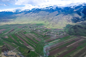 Fototapeta na wymiar Aerial view to Mount in Kyrgyzstan