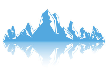 iceberg, blue mountain on white background