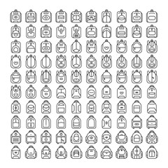 backpack and school bag icons, line design
