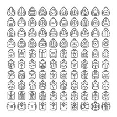 backpack and school bag icons, line design