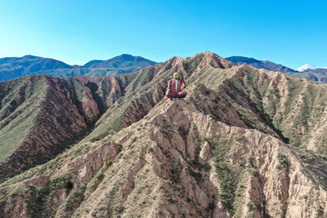 Aerial view to Mount  in Kyrgyzstan