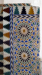 Colorful ceramic tiled wall finish