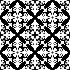  Floral seamless pattern. White flowers on black background