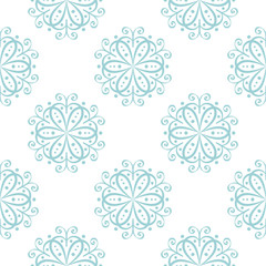 Floral seamless pattern. Blue flowers on white background