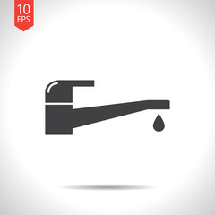 Faucet with dripping water illustration. Hand wash vector icon