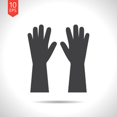 Rubber gloves for washing wall in bathroom or kitchen illustration. Cleaning service vector icon