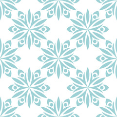 Fototapeta na wymiar Floral seamless blue pattern on white background