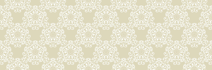 White abstract seamless pattern on olive green background