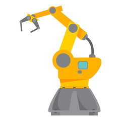 Industrial mechanical robotic arm.Manufacture technology industry assembly.Industrial Isolated object flat vector