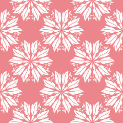  Seamless background with white flowers on pink backdrop