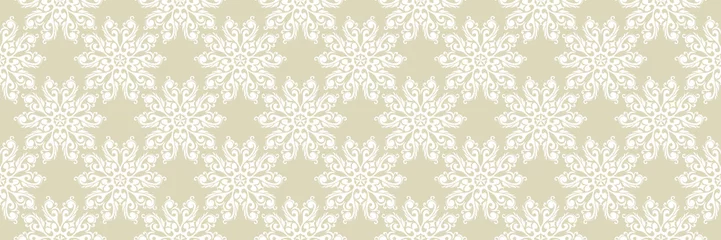 Kussenhoes Floral seamless pattern. White design on olive green background © Liudmyla